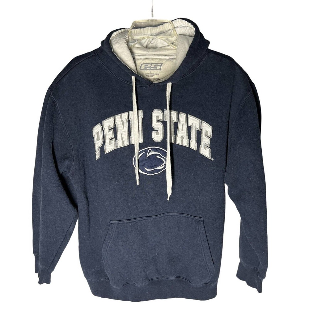 VINTAGE Penn State Nittany Lions Hoodie Sweatshirt Large Distressed E5 Hooded
